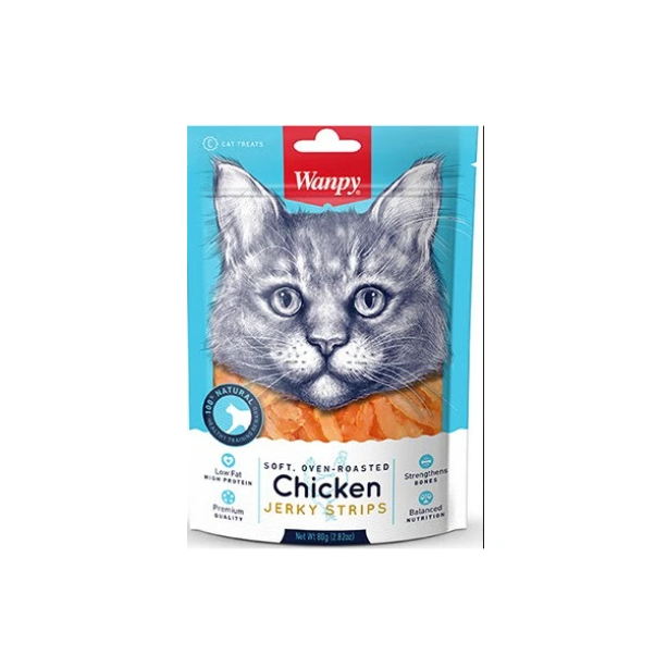 Skanėstas katėms WANPY, vytintos antienos juostelės, 80 g-0