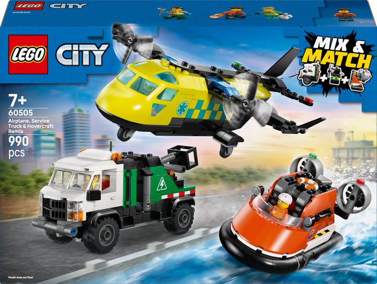 Konstruktorius LEGO City Great Vehicles Airplane, Service Truck & Hovercraft Remix-0