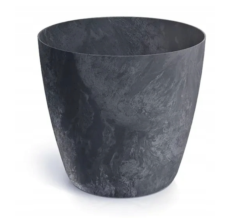 Plastikinis vazonas MATE BETON EFFECT, antracito sp., 18 x 16 cm-0
