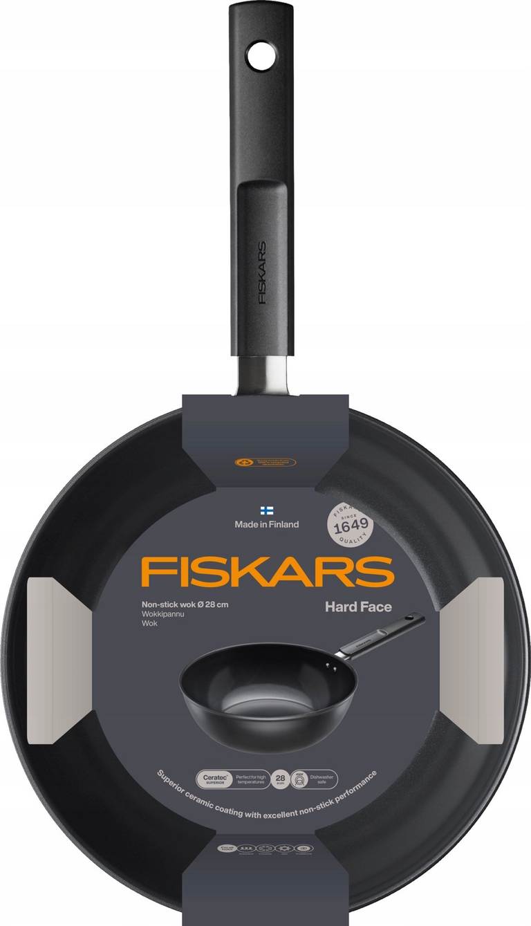 Keraminė keptuvė FISKARS HARD FACE WOK, 28 cm-1