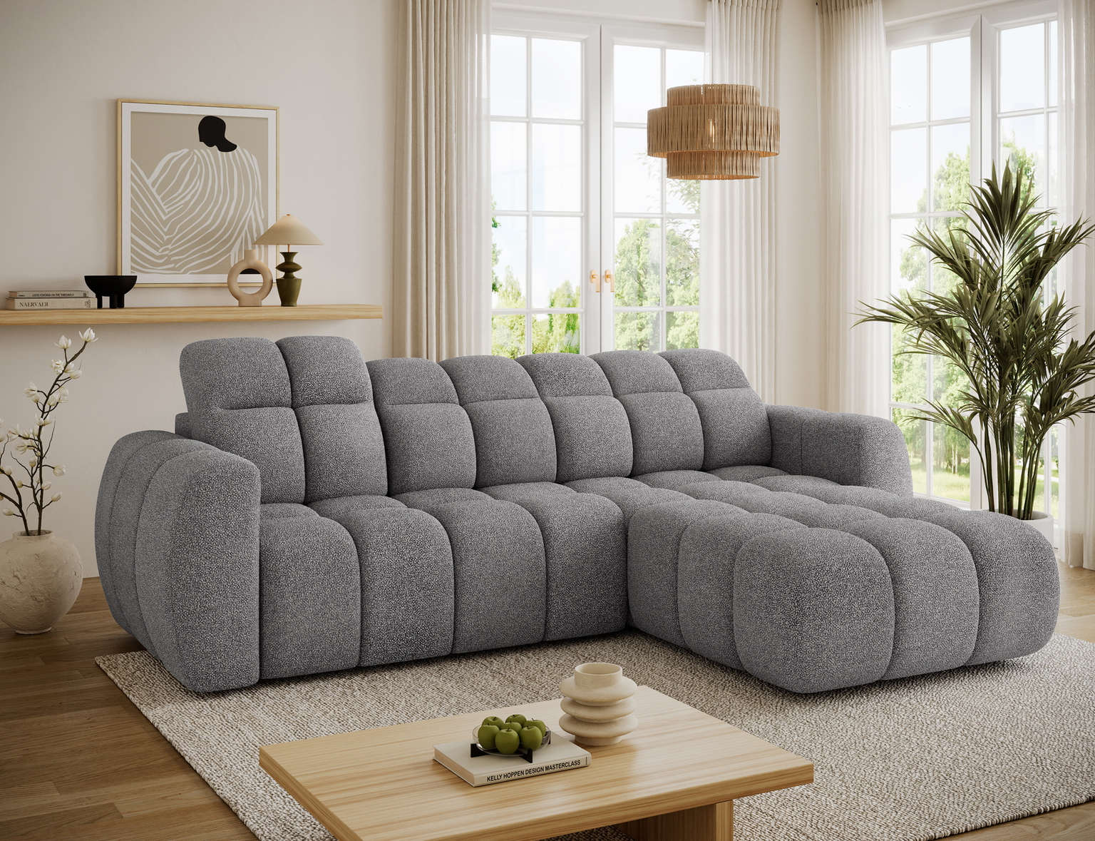 Kampinė sofa Fanito, pilka sp., dešininė, 200 x 288 cm x 105 cm - 4