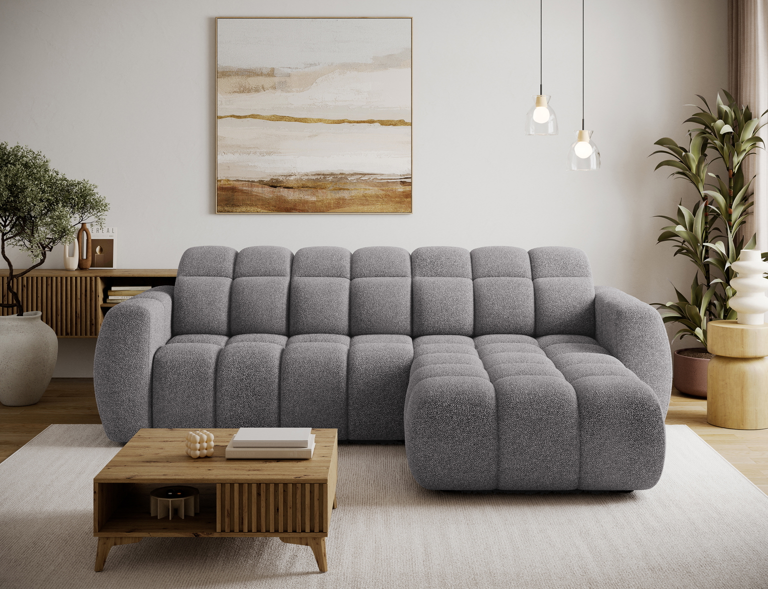 Kampinė sofa Fanito, pilka sp., dešininė, 200 x 288 cm x 105 cm - 5