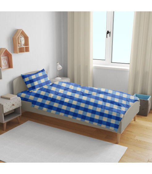 Vaikiškas patalynės komplektas „Blue grid”,  100x140 cm,  40x60 cm, 100% medvilnė - 3