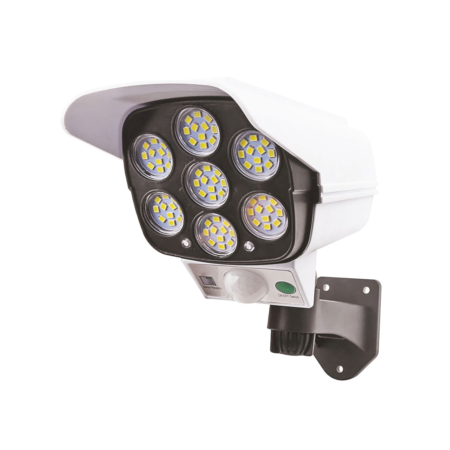 LED lauko prožektorius KAUFTEC, įkraunamas saulės energija, baltos sp., 18 x 13,6 x 10 cm-0
