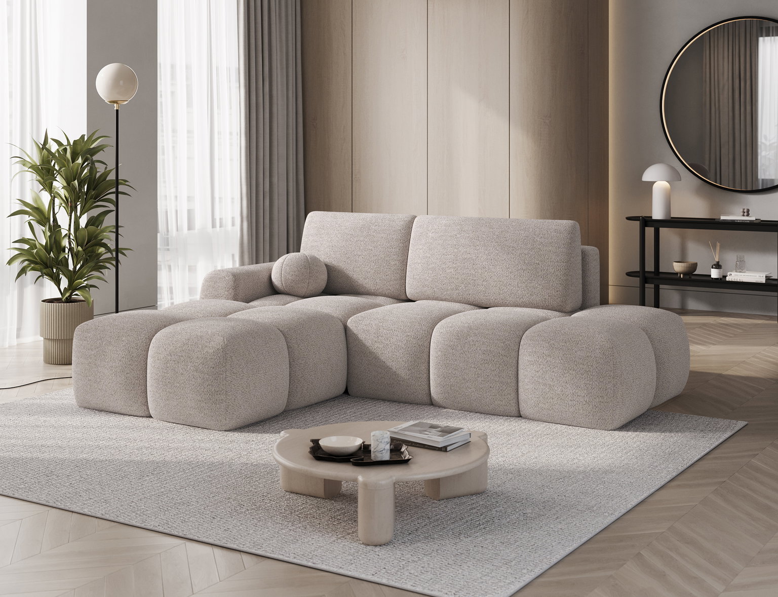 Kampinė sofa Vittario, smėlio sp., 170 x 227 cm x 95 cm - 4