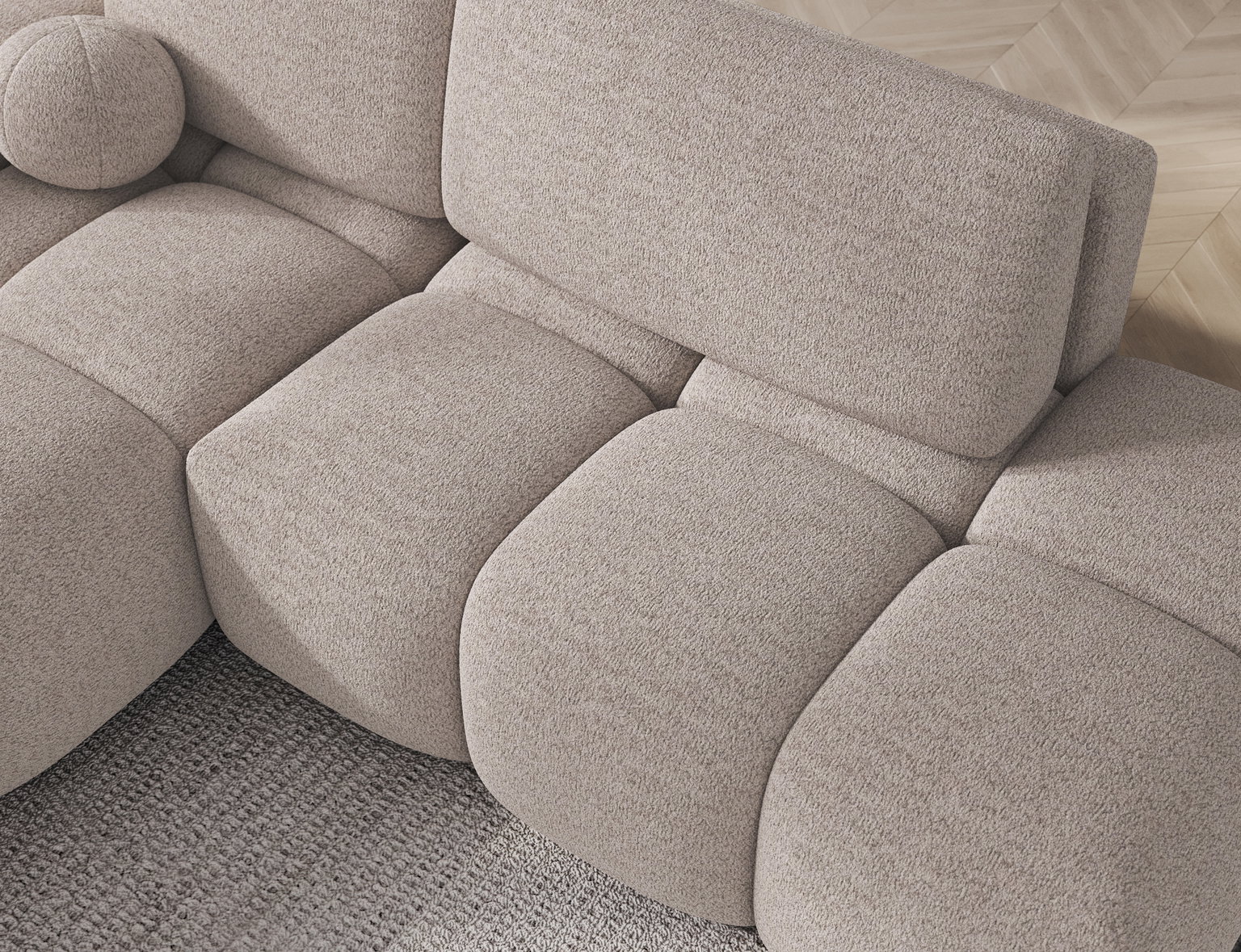 Kampinė sofa Vittario, smėlio sp., 170 x 227 cm x 95 cm - 8