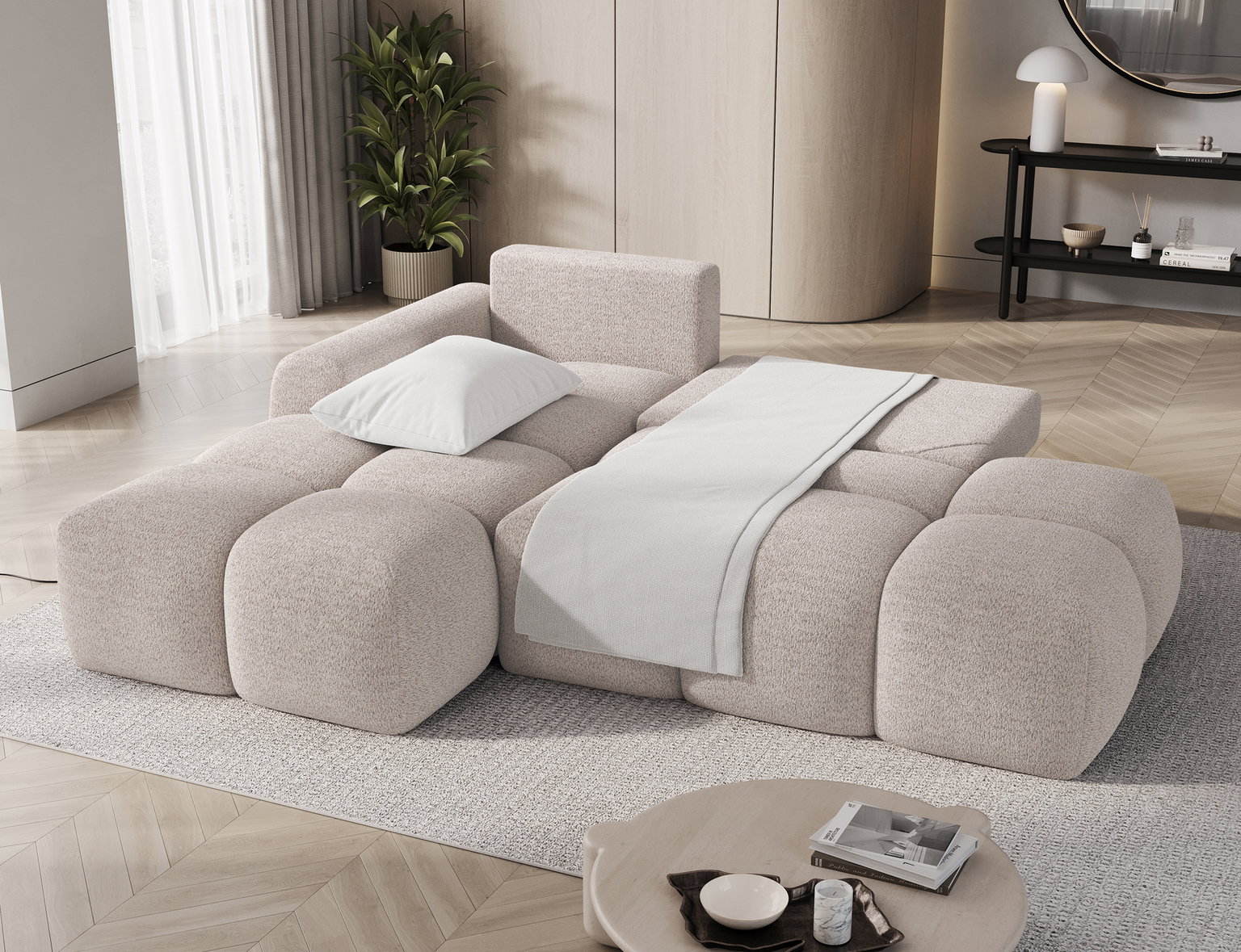 Kampinė sofa Vittario, smėlio sp., 170 x 227 cm x 95 cm - 6