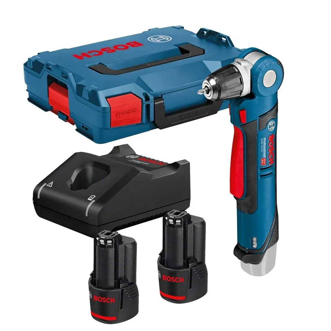 Akumuliatorinis kampinis gręžtuvas BOSCH PRO GWB 12V-10 (L-BOXX, 2x Li-ion baterijos 2,0Ah)-0