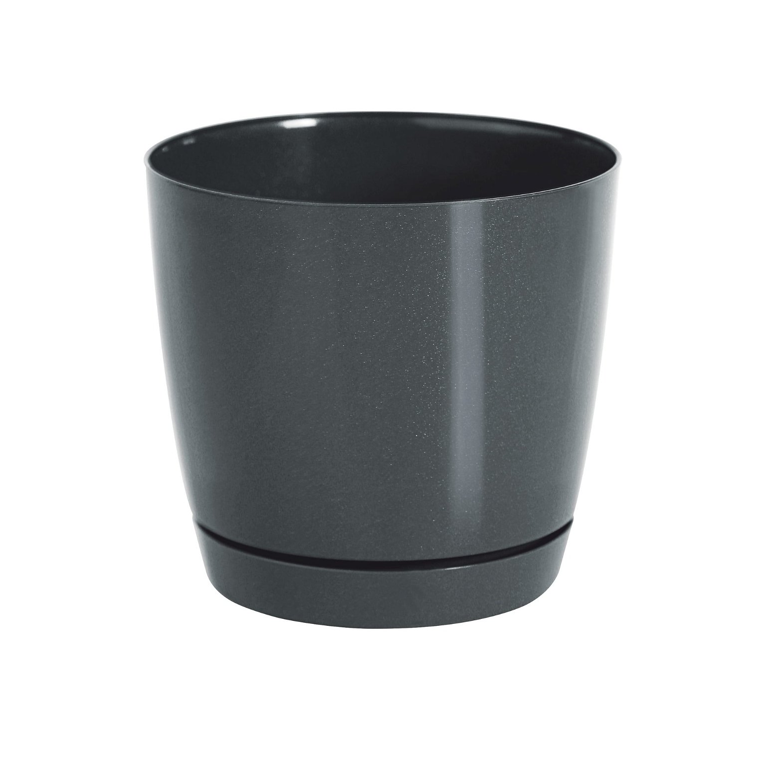 Plastikinis vazonas Coubi Round P, juodos sp., 12 x 11 cm