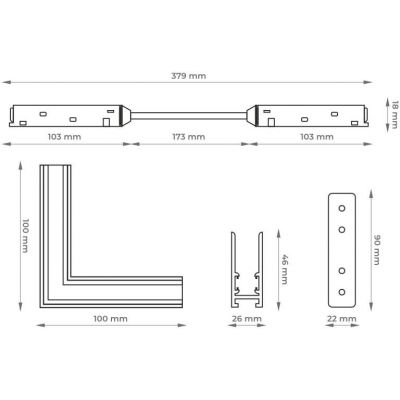 Kampinis horizontalus jungimas paviršinių bėgelių magnetinės sistemos DPM MTL-S-HL-B-2