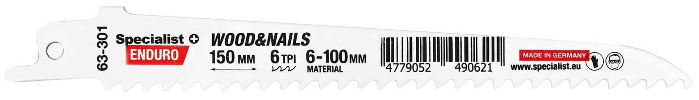 Tiesinio pjūklo pjūklelis SPECIALIST+, 150 mm, 6 TPI, medienai su vinimis-0