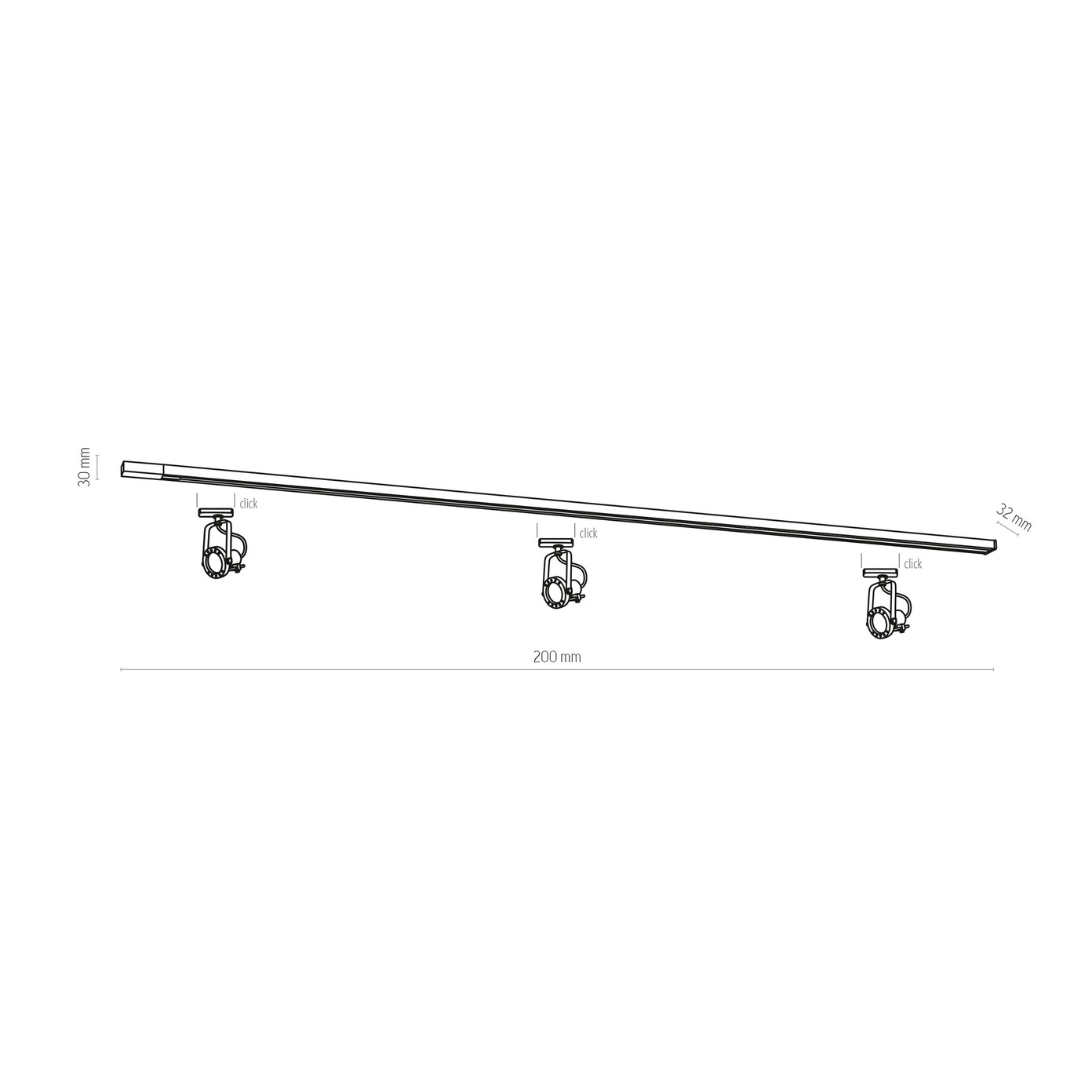 Taškinių šviestuvų bėgelis TRACER, 2 m, juodas - 3