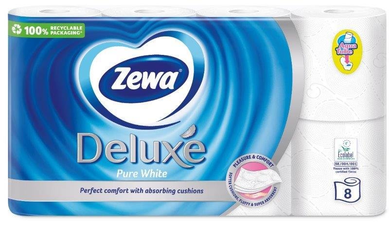 Tualetinis popierius ZEWA Deluxe Pure White, 3 sl., 8 vnt.