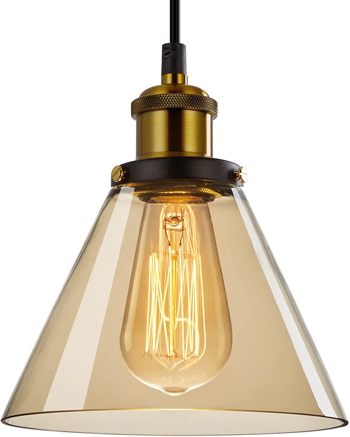 Pakabinamas šviestuvas G. LUX Amber, 1 x E27, juodos/ žalvario/ gintaro sp., ø19 cm