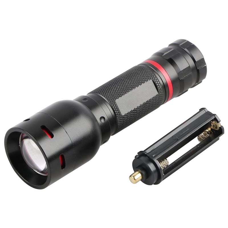 LED žibintuvėlis ENTAC,IP54, 5W, 300lm, elementai 3xAAA(neįeina), aliuminis korpusas, juodos spalvos-0