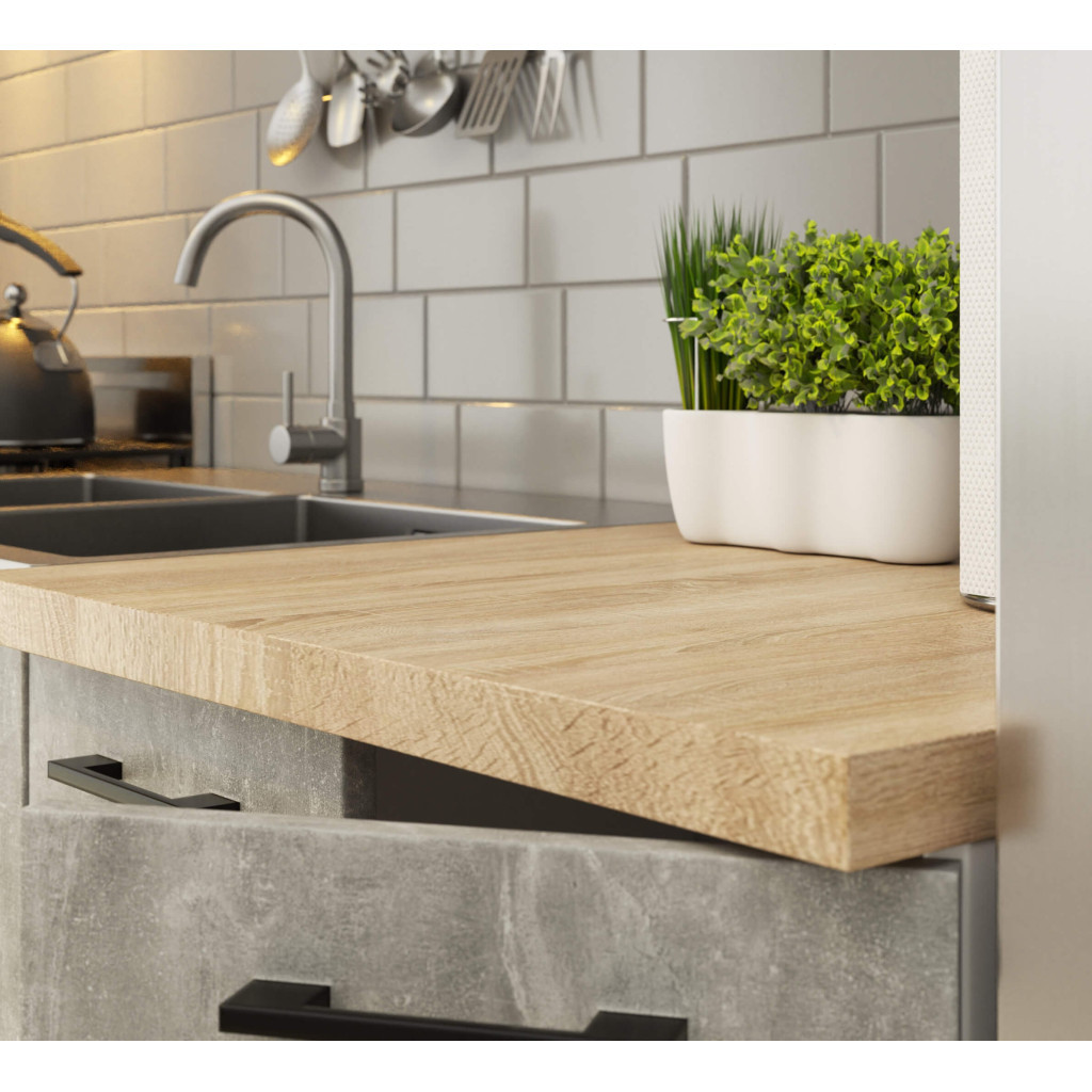 Virtuvės baldų komplektas OLIVIA H720, 300 cm, balta/betono - 5