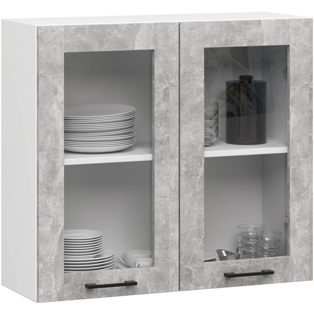 Virtuvės baldų komplektas OLIVIA H720, 300 cm, balta/betono - 8