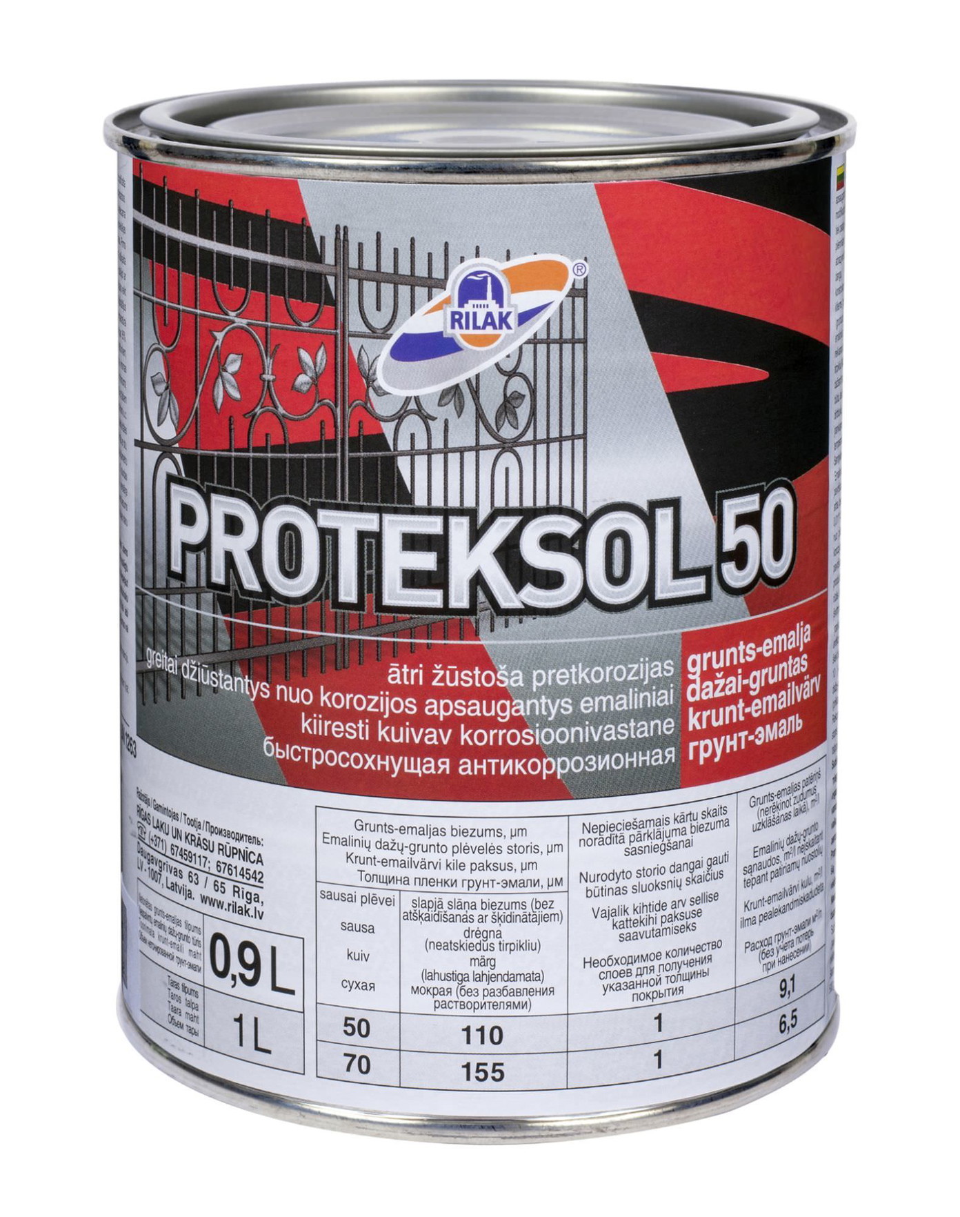 Emaliniai dažai- gruntas RILAK PROTEKSOL-50, rudos sp., 900 ml-0