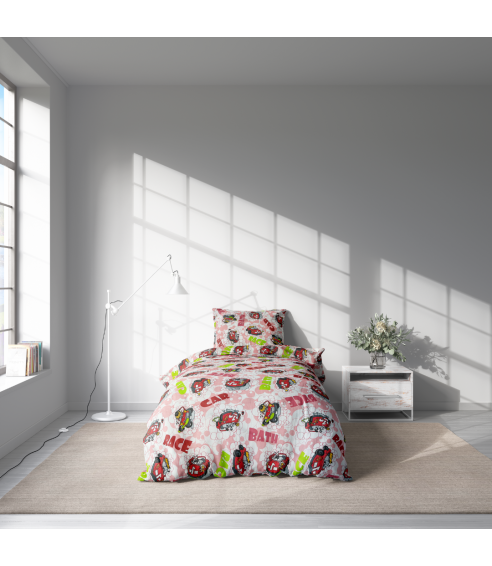 Vaikiškas patalynės komplektas „Bath red” , 100x135 cm, 50x60 cm, 100% medvilnė-1