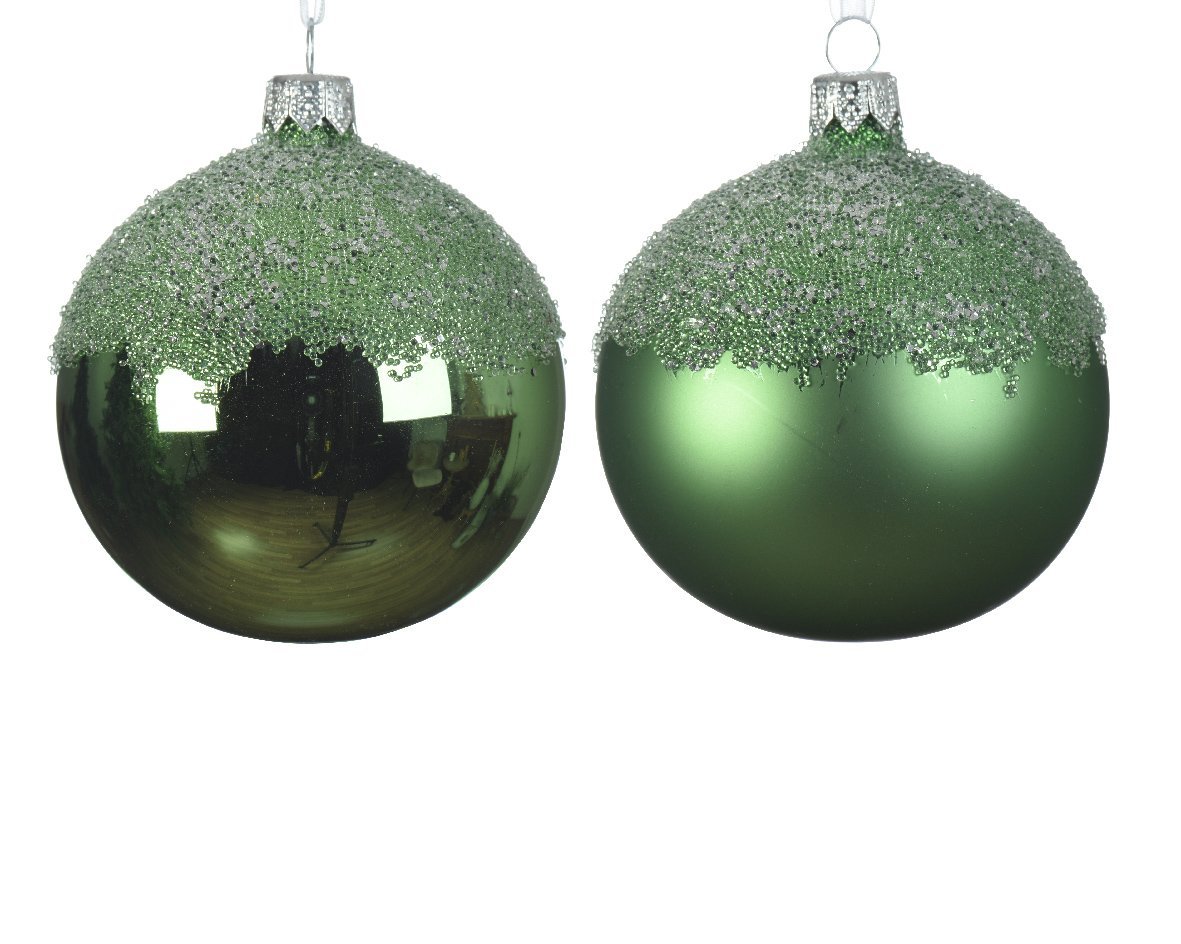 Kalėdinis eglės žaisliukas GLASS MISTLETOE SUGAR, žalios sp., 2 rūšių, 8 cm, 1 vnt.