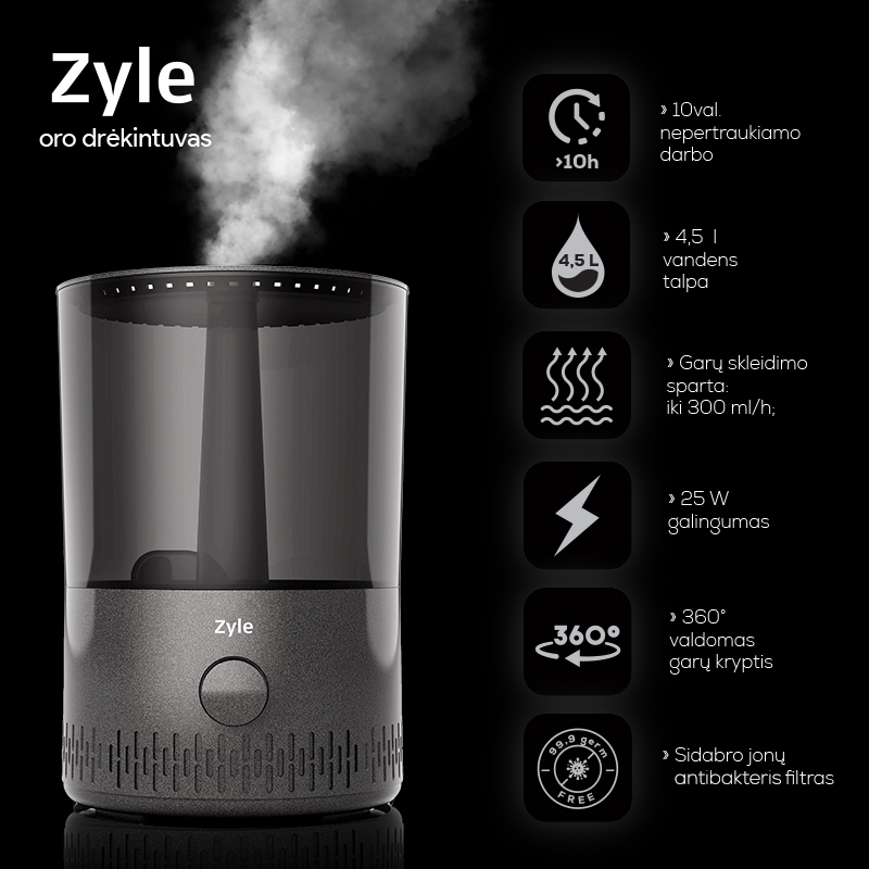 Oro drėkintuvas Zyle ZY204HG, 4.5L - 3