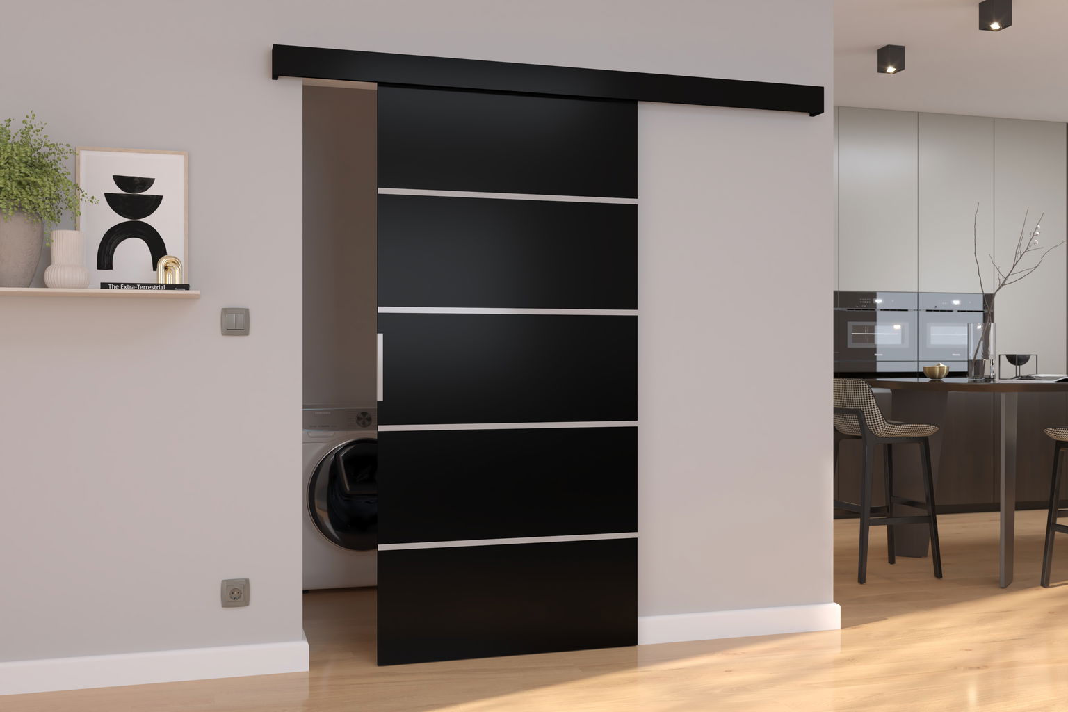 Stumdomos durys BIELLA 106 x 205 cm, juoda - 1