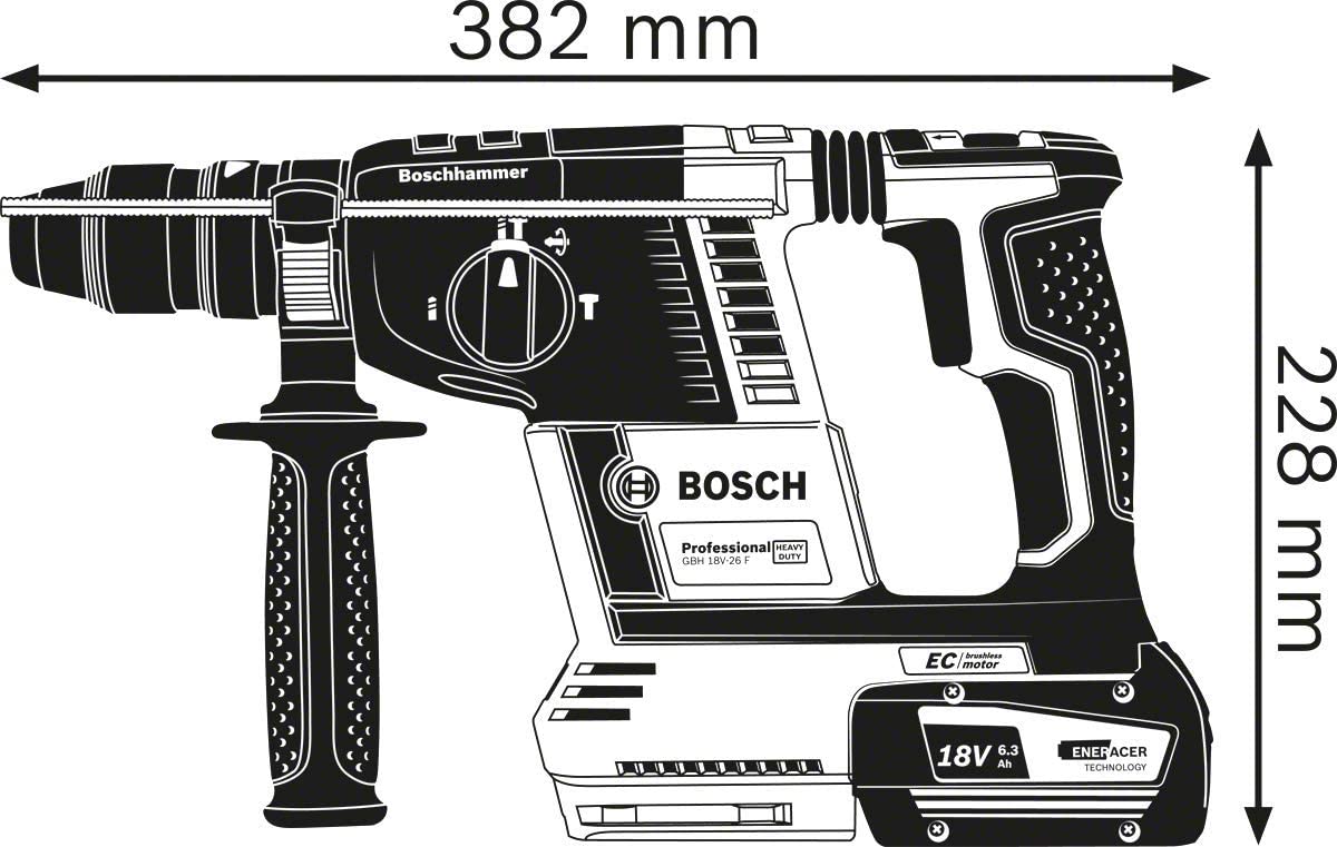 Akumuliatorinis perforatorius BOSCH PRO GBH 18V-26 F, 18 V (2x5.5Ah, L-BOXX, dulkių rink.)-1