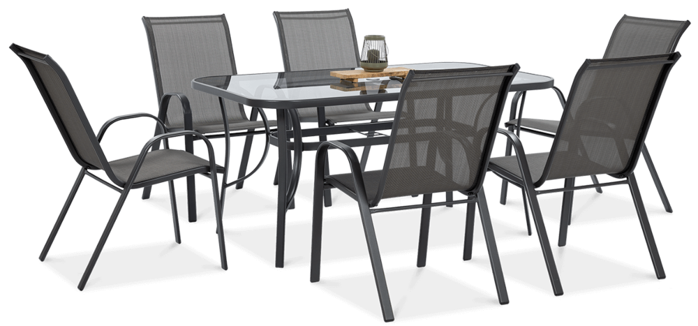 Lauko baldų komplektas Bologna, 150 cm, 7 dalių, Light Grey - 4