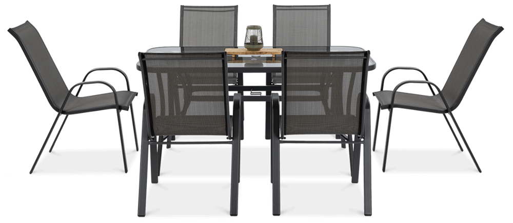 Lauko baldų komplektas Bologna, 150 cm, 7 dalių, Light Grey - 5