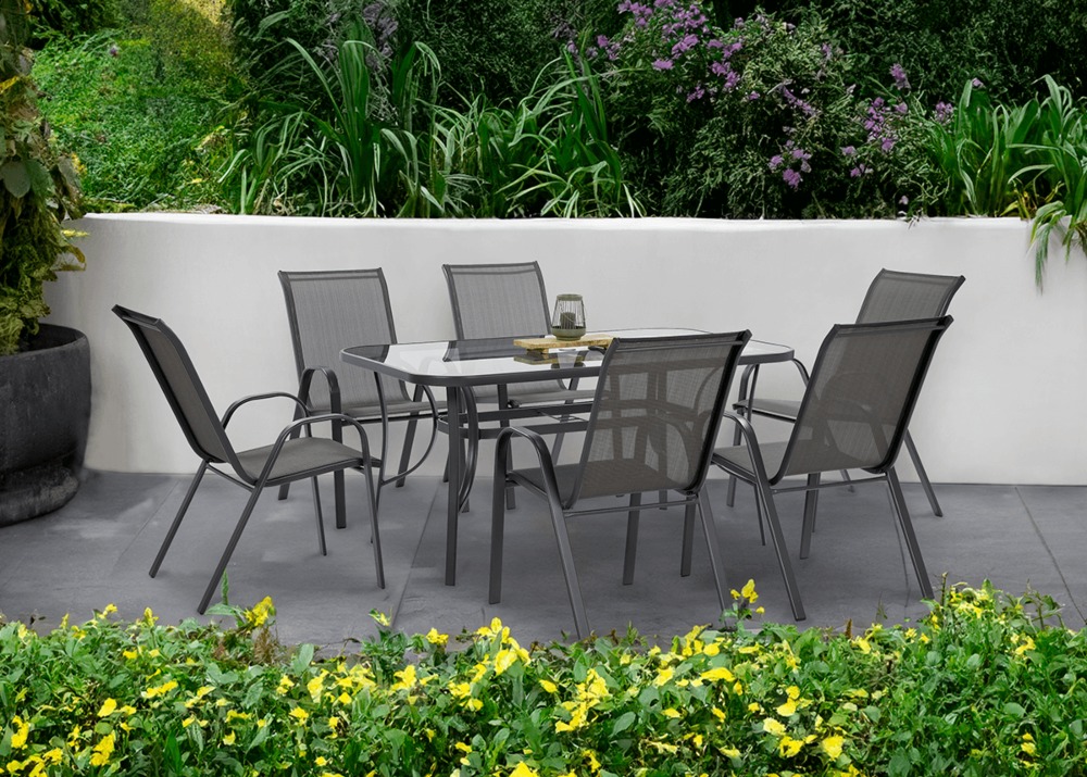 Lauko baldų komplektas Bologna, 150 cm, 7 dalių, Light Grey - 6