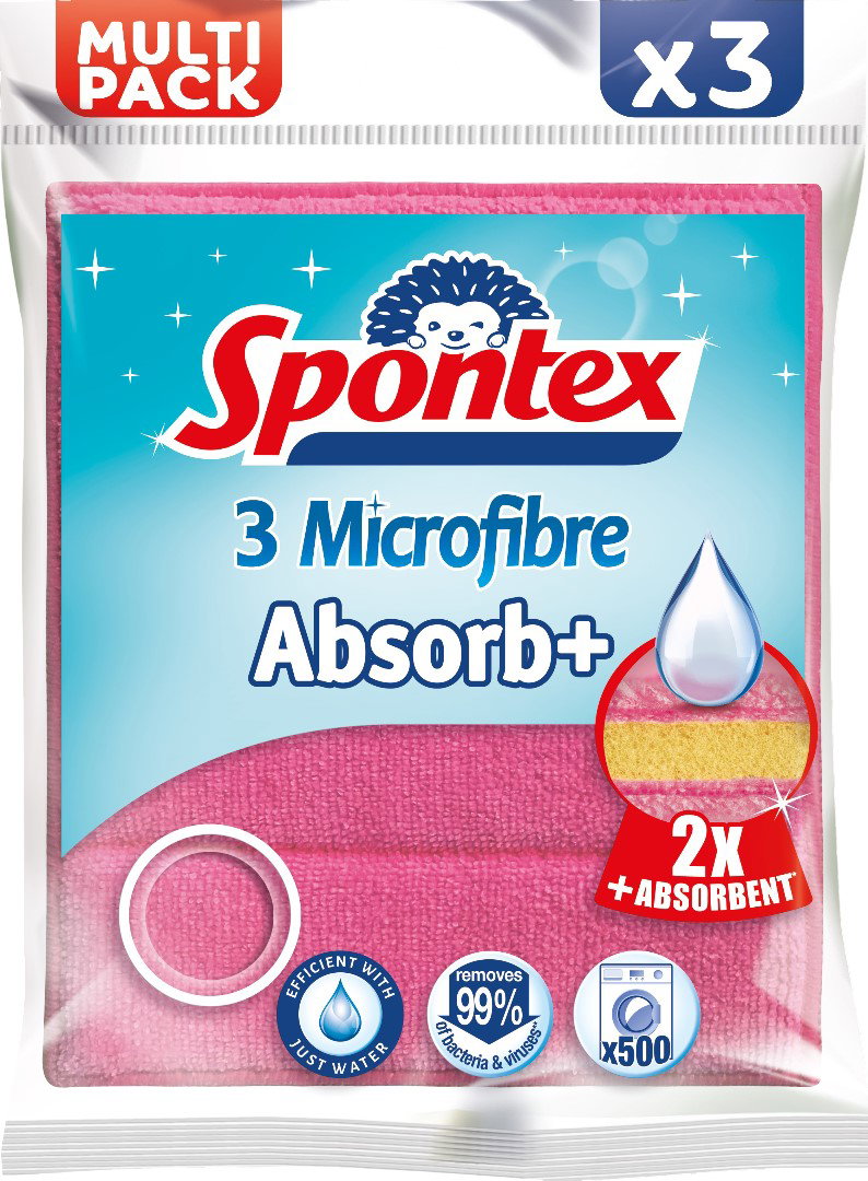 Mikropluošto šluostės su porolonu SPONTEX MULTIPACK, 3 vnt.-0