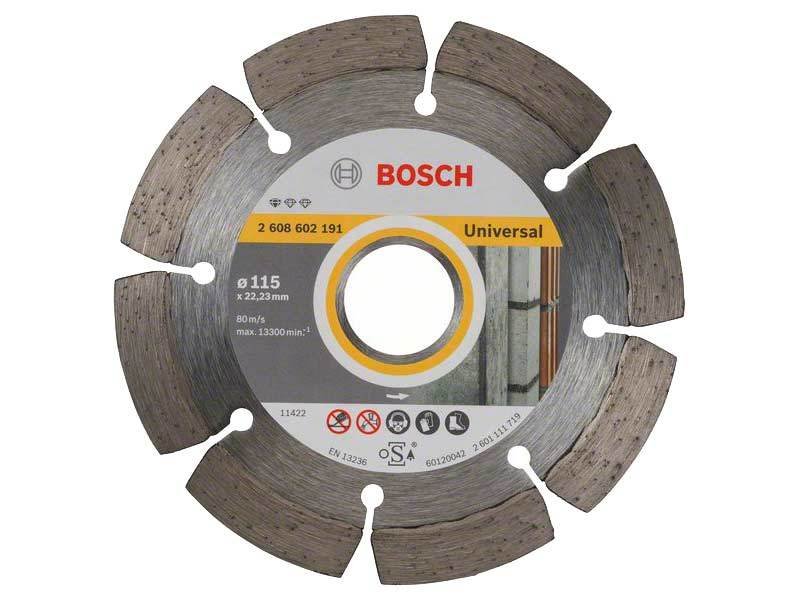 Deimantinis segmentinis pjovimo diskas BOSCH UNIVERSAL, 115 x 1,6 x 22,23 mm, betonui, mūrui