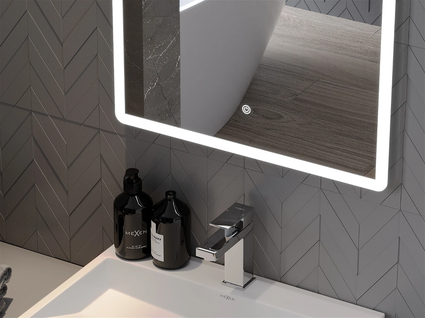 Vonios veidrodis Mexen Navia su LED apšvietimu ir šildymo kilimėliu, 50 x 70 cm - 5