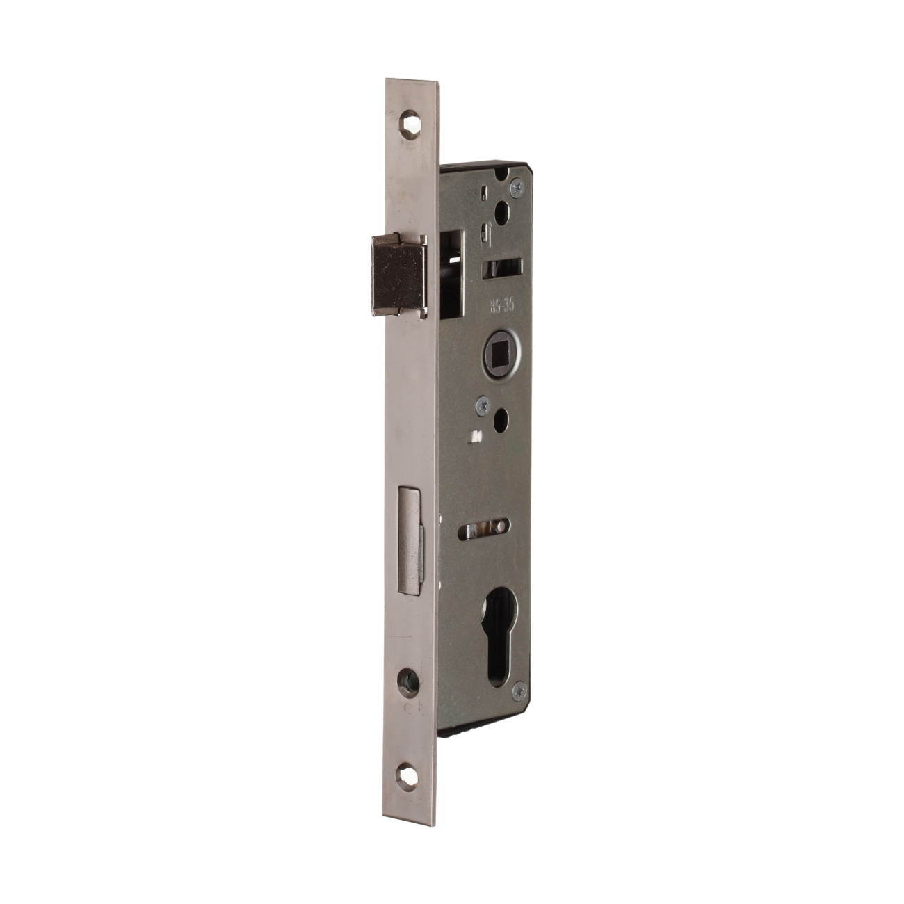 Įleidžiama spyna VEROFER aliuminėms durims, 85x35x22, nikelio sp