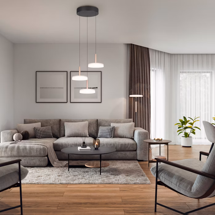 Lubinis LED šviestuvas TRIO CELESTE 3x7,5W 3000K 3x750lm aukščio reguliavimas Ø50x200cm - 3
