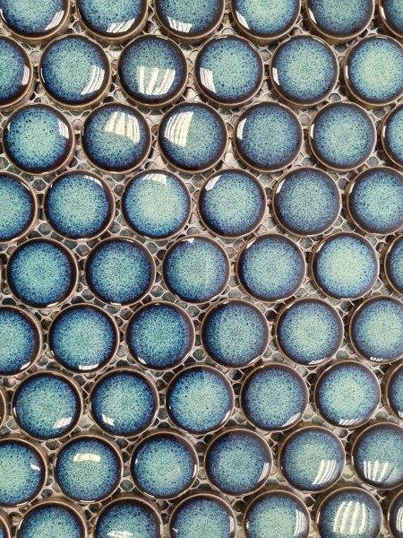 Akmens masės mozaika CIRCLE MOSAIC BLUE GLOSS, 31.2 x 33cm