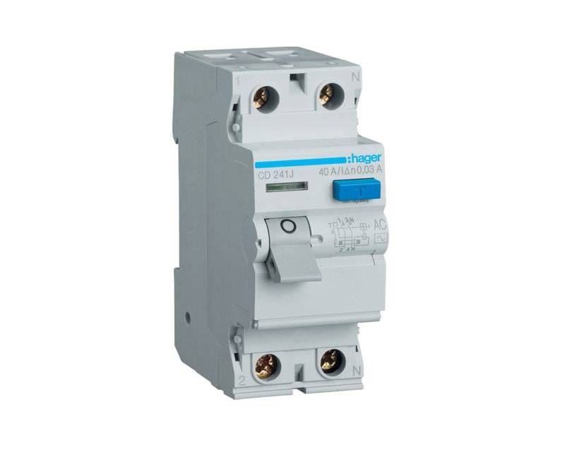 Srovės nuotėkio relė HAGER, AC, 2 x 25A, 30 mA-0