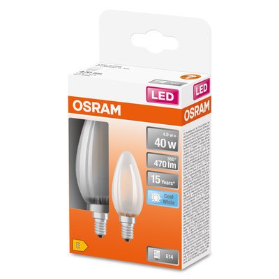 Šviesos diodų lemputė OSRAM STAR, LED, 4 W, atitinka 40 W, E14, 470 lm, 4000 K, 2 vnt. - 2