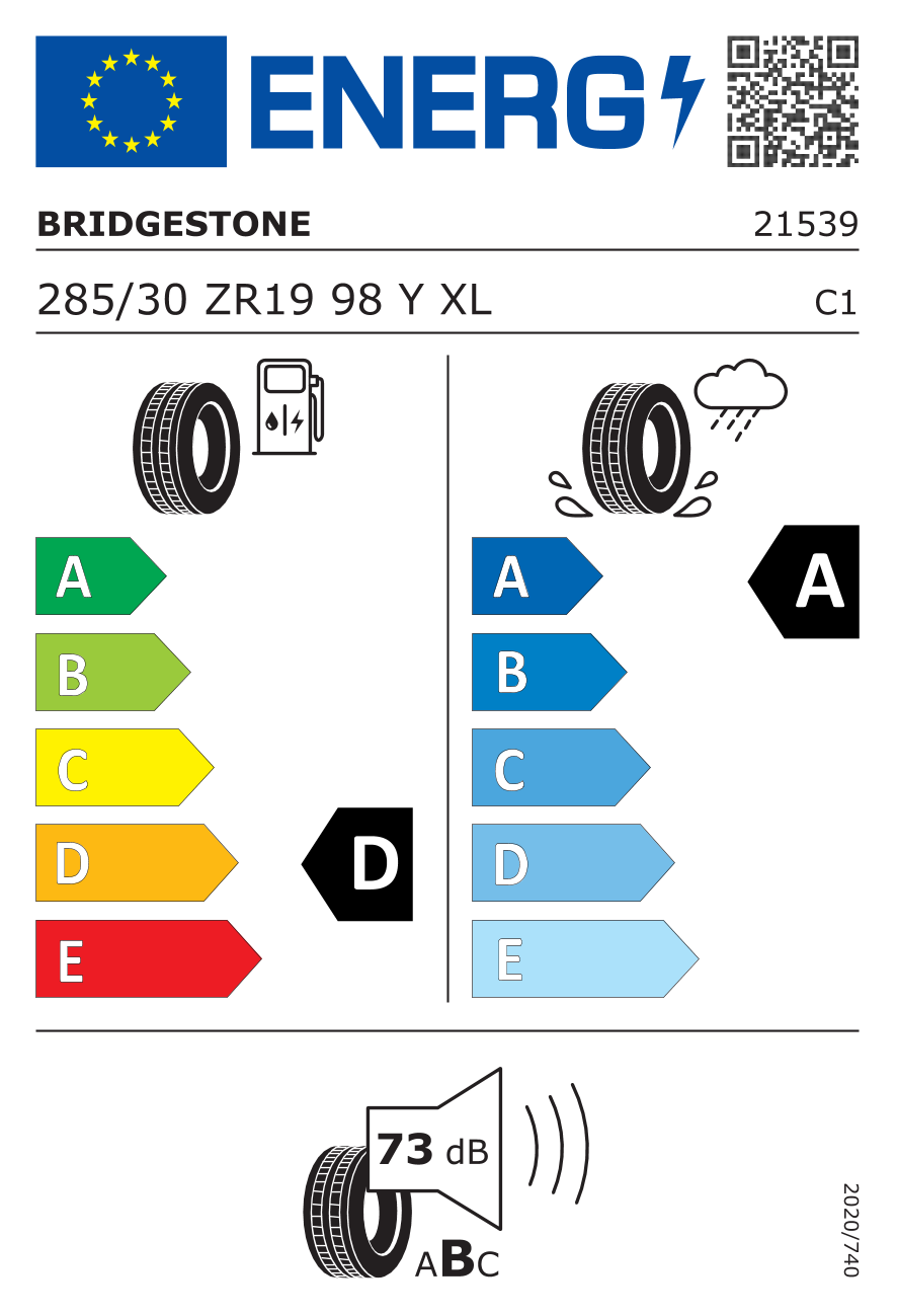 Bridgestone Potenza Sport 285/30 R19 98 Y - 2