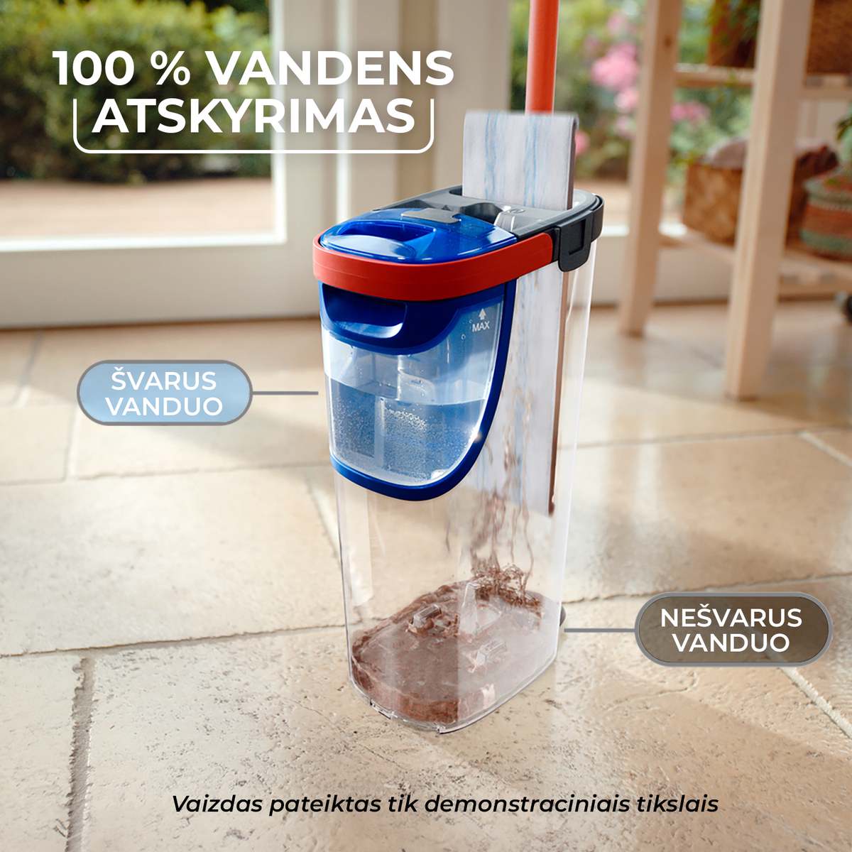 Valymo rinkinys: grindų šepetys ir kibiras VILEDA H2PRO-1