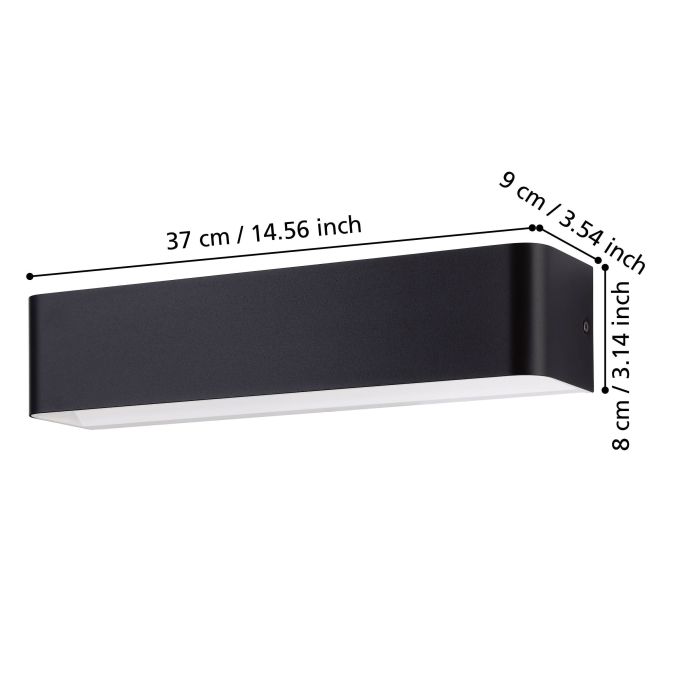 Sieninis LED šviestuvas EGLO SANIA 4, 12 W, 1400 lm, 3000 K, juodos sp, 36,5 x 8 x 9 cm - 4