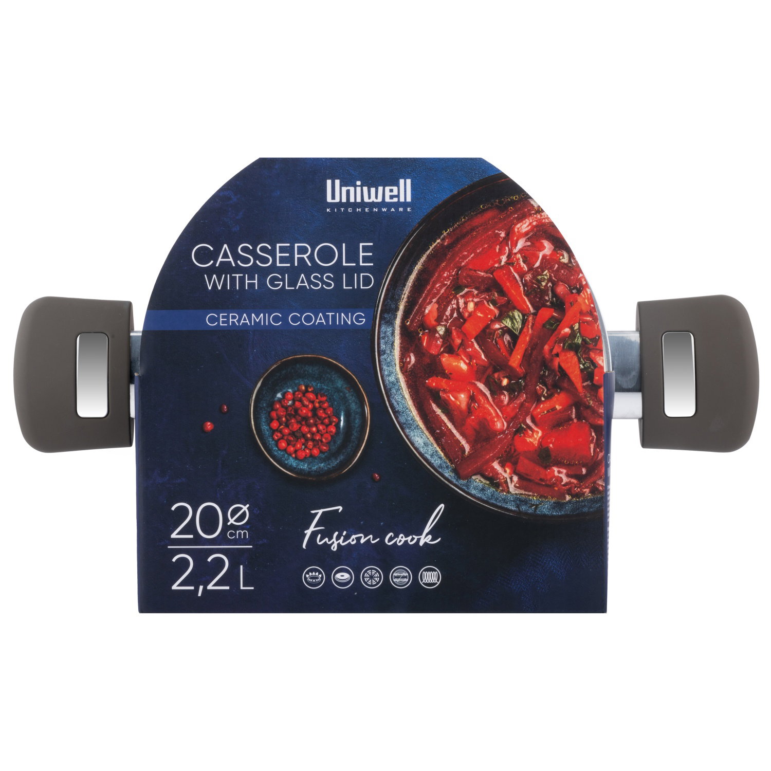 Puodas keramine danga su dangčiu UNIWELL, rudos sp., 20 cm-1