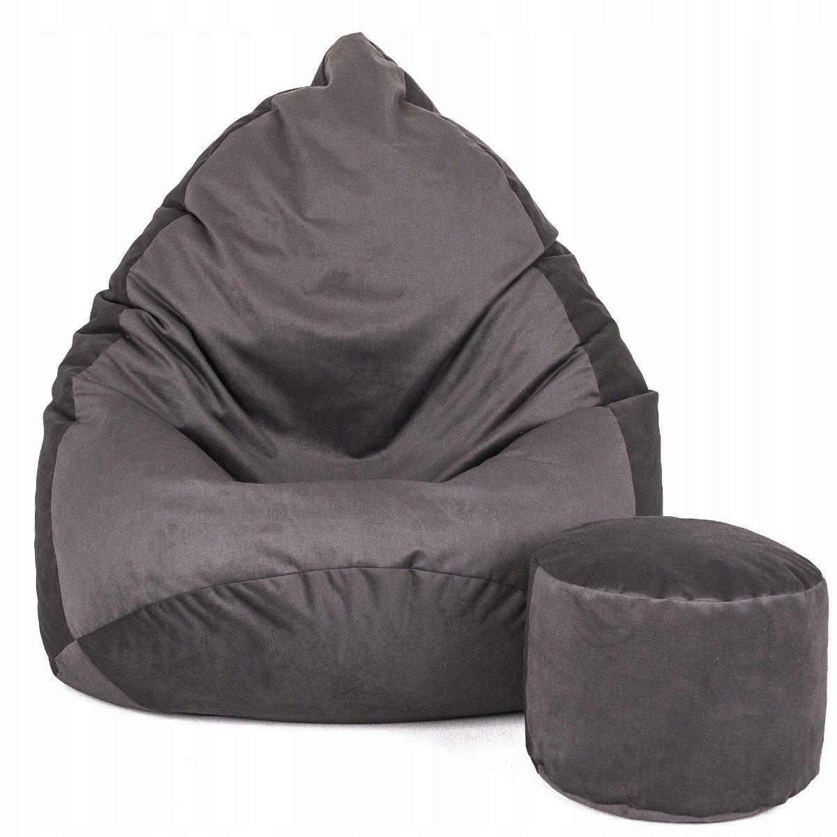 Sėdmaišis su pufu Mega Premium Terra Velour XL, 90x120 cm, grafito-0