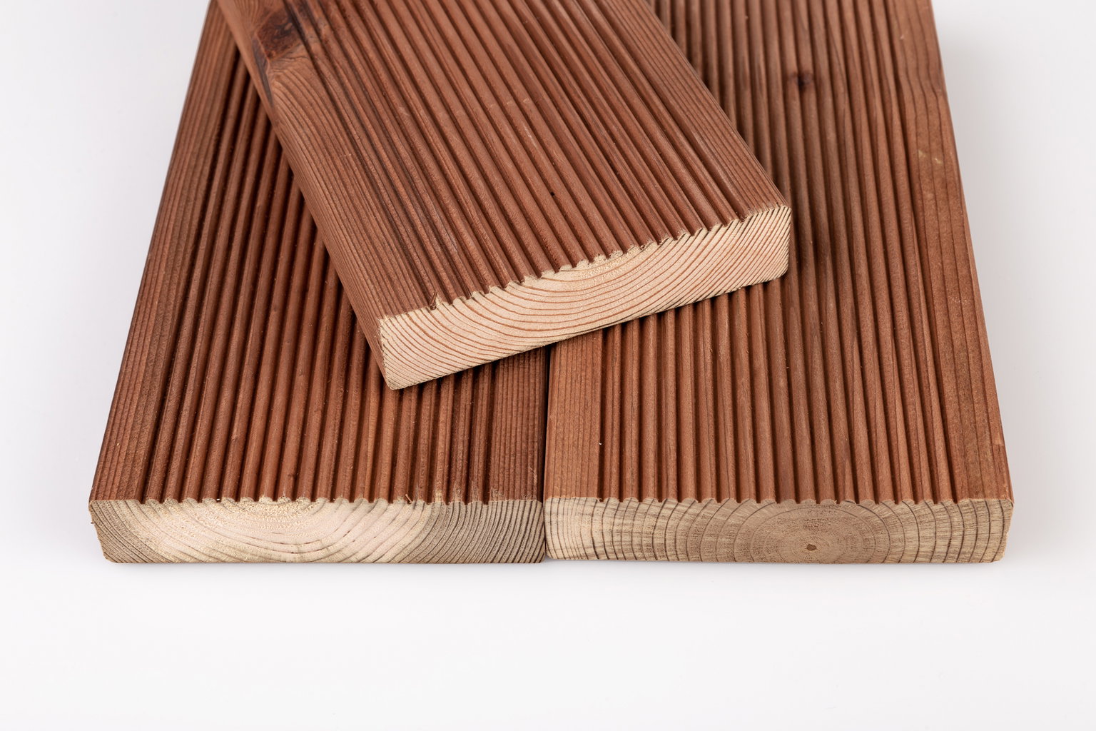 Terasinė lenta, impregnuota, rudos sp., rifliuota, pušis, AB rūšis, 3000 x 120 x 28 mm, 0,36 m2 - 4