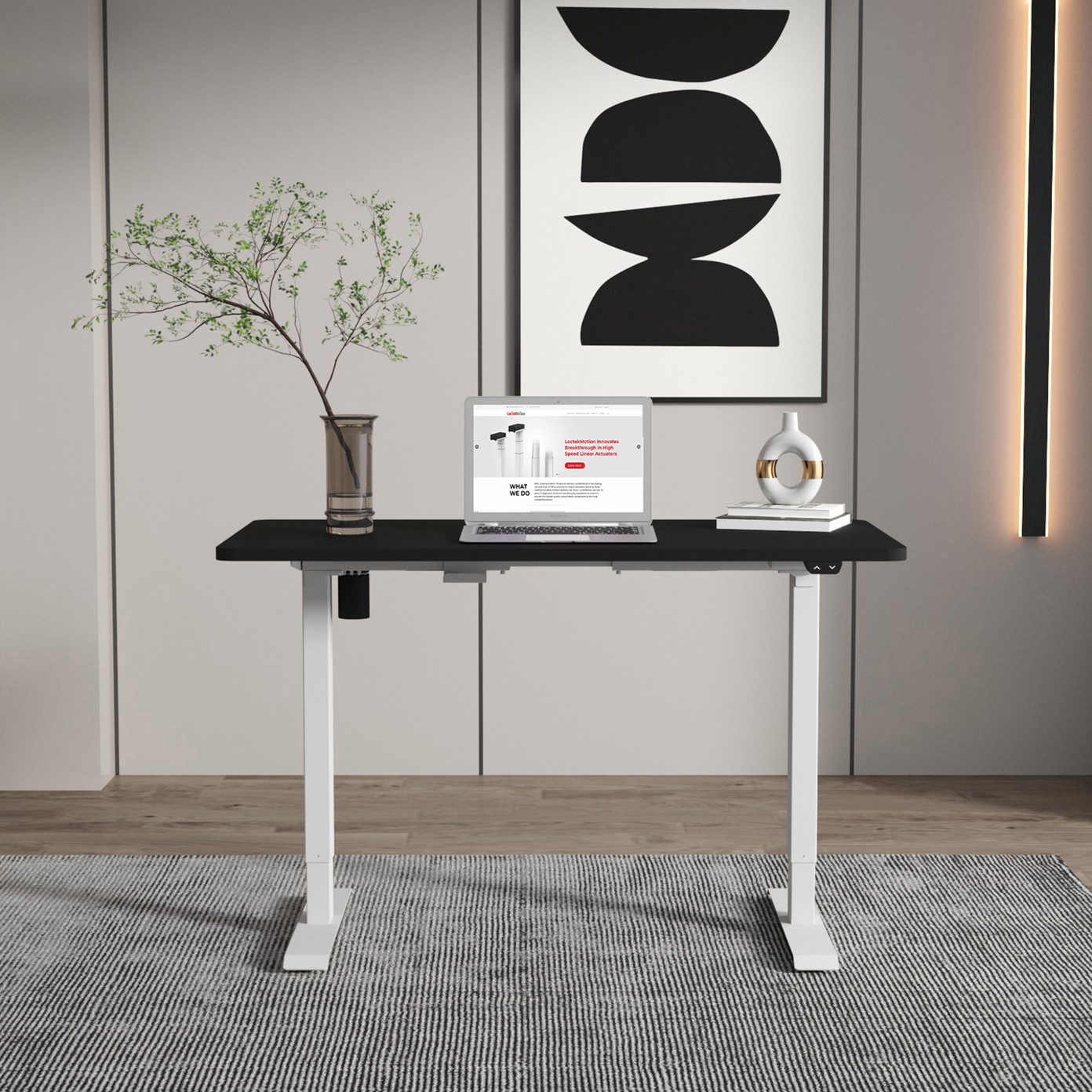 Rašomasis stalas su pakėlimo mechanizmu ERGO, 140x80 cm, juoda/pilka-1