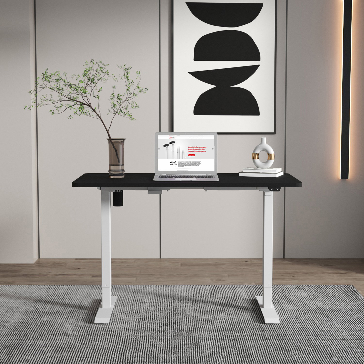 Rašomasis stalas su pakėlimo mechanizmu ERGO, 140x80 cm, juoda/pilka-1