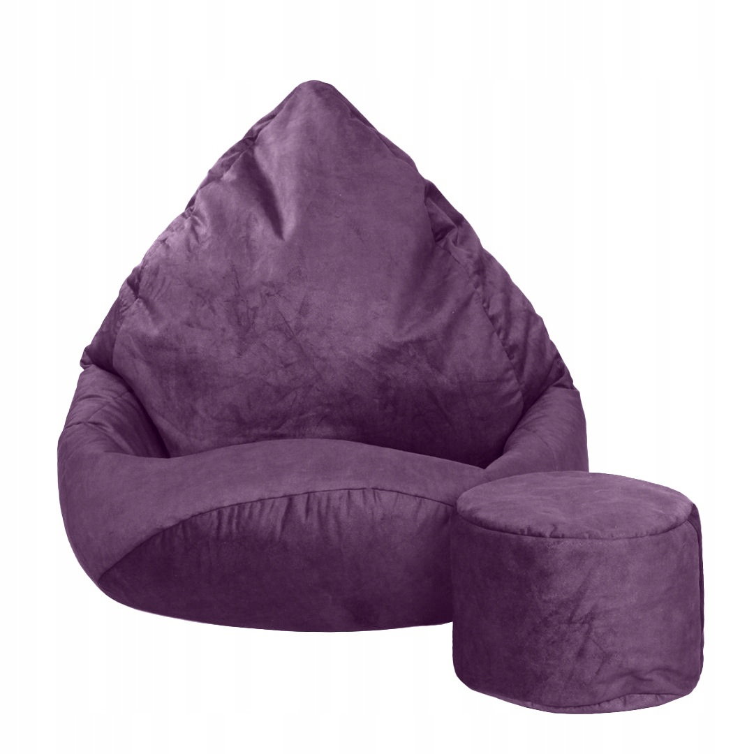 Sėdmaišis su pufu Mega Premium Terra Velour XL, 90x120 cm, tamsios slyvų spalvos - 3