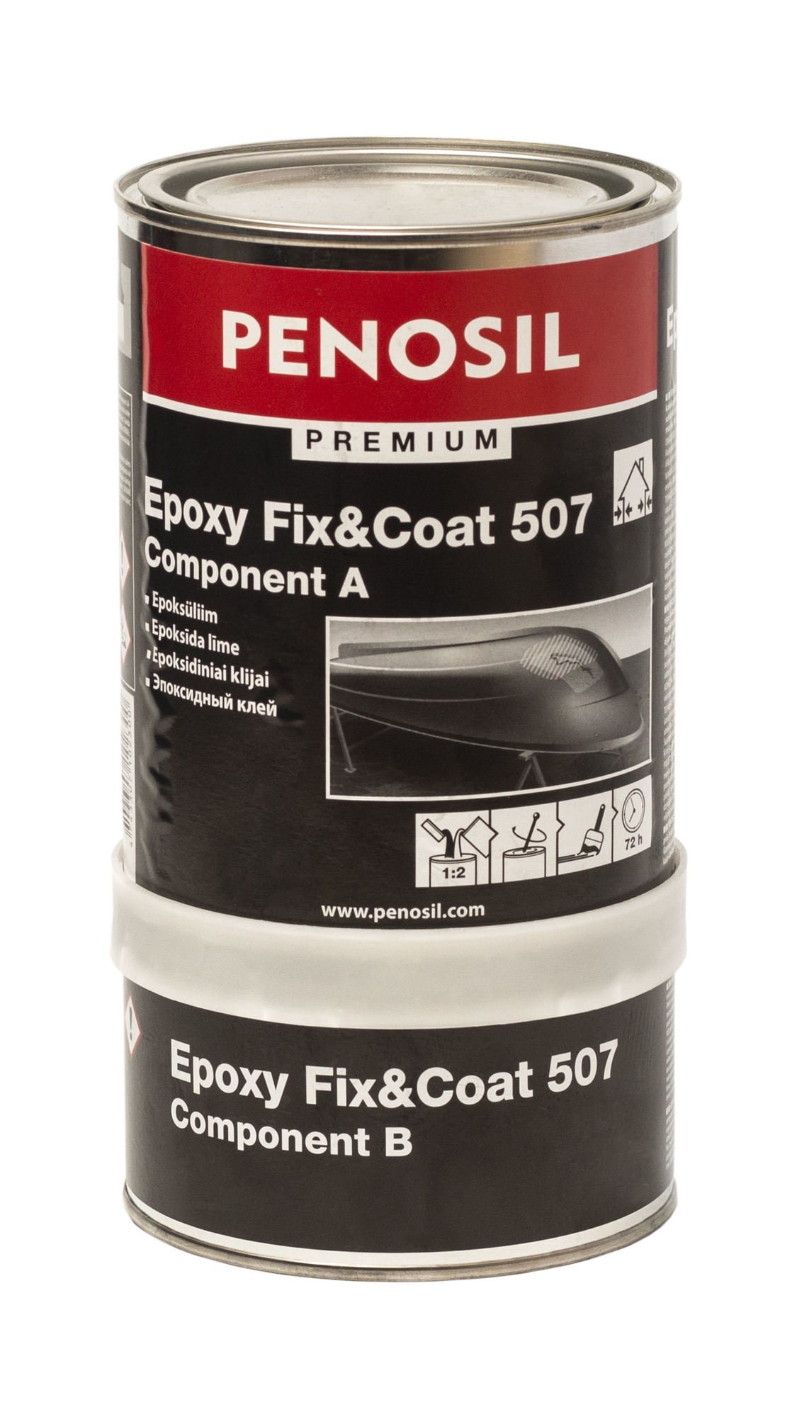 Dvikomponenčiai epoksidiniai klijai PENOSIL Premium EpoxyFix&Coat 507, bespalviai, 1 l