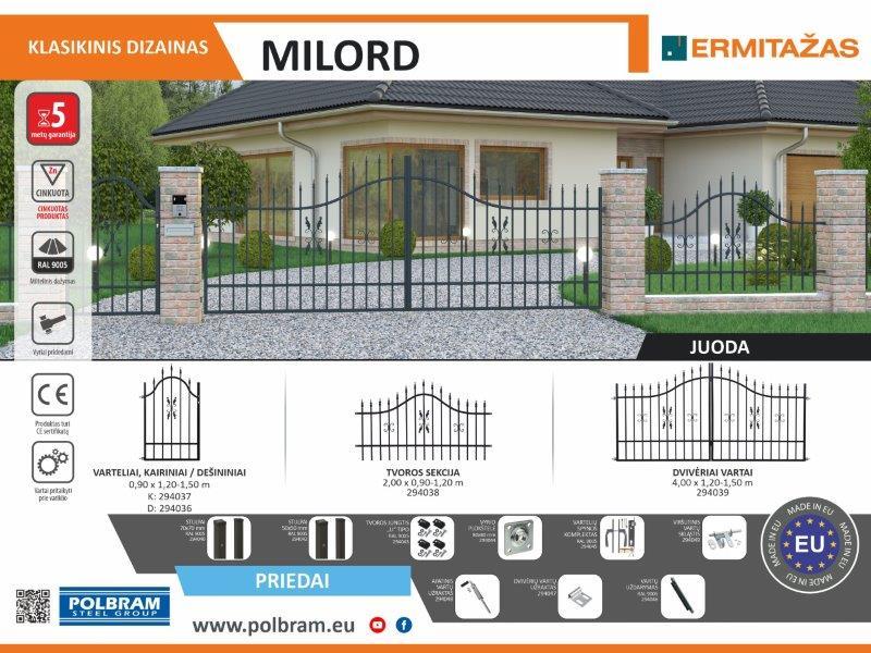 Dekoratyviniai varteliai MILORD, 1500 x 900 mm, kairiniai, juodos sp.-1