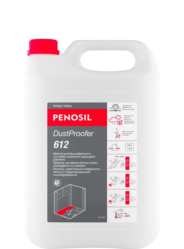 Betoninių grindų apsaugos nuo dulkių priemonė PENOSIL DUSTPROOFER 612,  pilkos sp., 5 l-0
